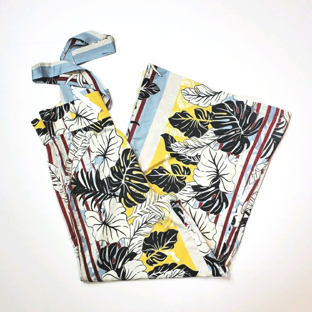 ZHU Wide Leg Tropical Print Overalls